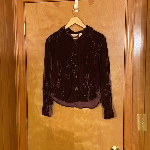 Vintage crushed velvet button up - Picture 2 of 5